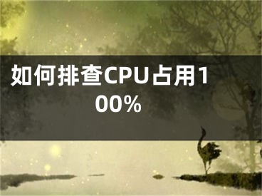 如何排查CPU占用100%