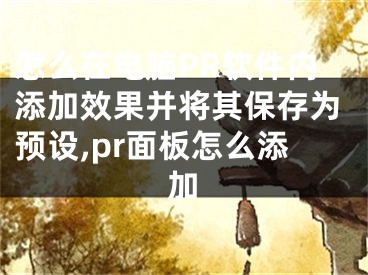 怎么在電腦PR軟件內(nèi)添加效果并將其保存為預(yù)設(shè),pr面板怎么添加