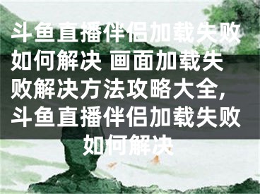 斗魚(yú)直播伴侶加載失敗如何解決 畫(huà)面加載失敗解決方法攻略大全,斗魚(yú)直播伴侶加載失敗如何解決