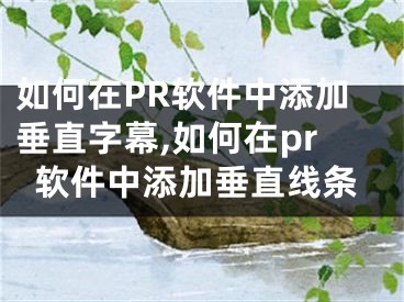 如何在PR軟件中添加垂直字幕,如何在pr軟件中添加垂直線條