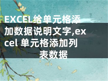 EXCEL給單元格添加數(shù)據(jù)說明文字,excel 單元格添加列表數(shù)據(jù)