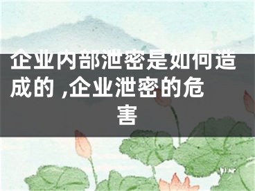 企業(yè)內(nèi)部泄密是如何造成的 ,企業(yè)泄密的危害