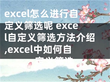 excel怎么進(jìn)行自定義篩選呢 excel自定義篩選方法介紹,excel中如何自定義篩選