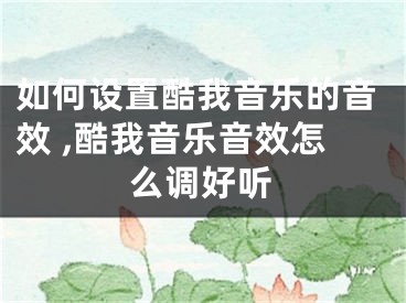 如何設置酷我音樂的音效 ,酷我音樂音效怎么調(diào)好聽