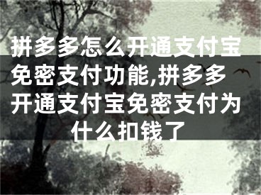 拼多多怎么開通支付寶免密支付功能,拼多多開通支付寶免密支付為什么扣錢了