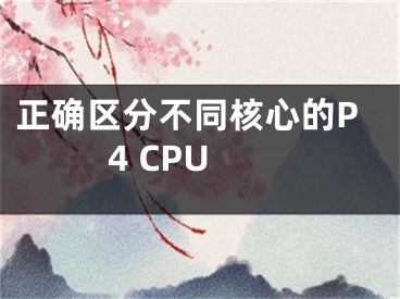 正確區(qū)分不同核心的P4 CPU