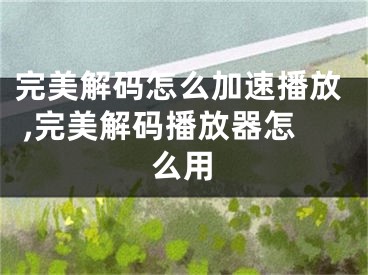 完美解碼怎么加速播放 ,完美解碼播放器怎么用