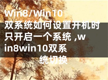 Win8/Win10雙系統(tǒng)如何設(shè)置開機(jī)時只開啟一個系統(tǒng) ,win8win10雙系統(tǒng)切換