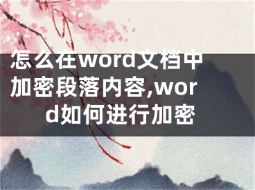 怎么在word文檔中加密段落內(nèi)容,word如何進行加密