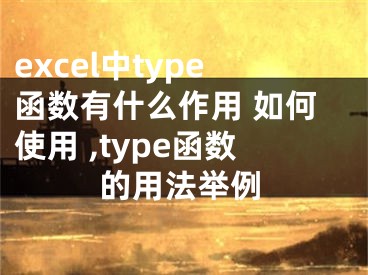 excel中type函數(shù)有什么作用 如何使用 ,type函數(shù)的用法舉例