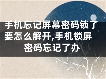 手機忘記屏幕密碼鎖了要怎么解開,手機鎖屏密碼忘記了辦