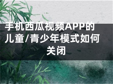 手機西瓜視頻APP的兒童/青少年模式如何關閉