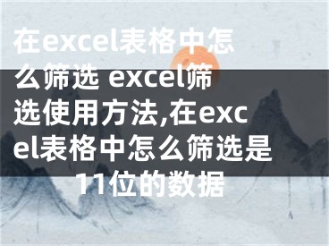 在excel表格中怎么篩選 excel篩選使用方法,在excel表格中怎么篩選是11位的數(shù)據(jù)