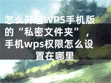 怎么開啟WPS手機版的“私密文件夾” ,手機wps權限怎么設置在哪里