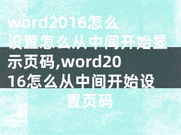 word2016怎么設(shè)置怎么從中間開始顯示頁碼,word2016怎么從中間開始設(shè)置頁碼