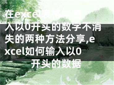 在excel表格中輸入以0開頭的數(shù)字不消失的兩種方法分享,excel如何輸入以0開頭的數(shù)據(jù)