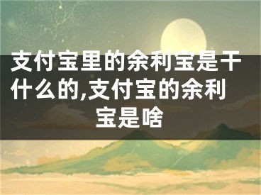 支付寶里的余利寶是干什么的,支付寶的余利寶是啥