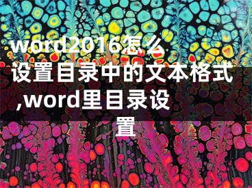 word2016怎么設(shè)置目錄中的文本格式 ,word里目錄設(shè)置