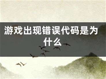 游戲出現(xiàn)錯(cuò)誤代碼是為什么