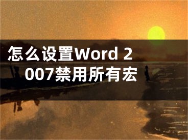 怎么設(shè)置Word 2007禁用所有宏