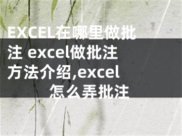 EXCEL在哪里做批注 excel做批注方法介紹,excel怎么弄批注