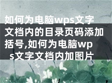 如何為電腦wps文字文檔內(nèi)的目錄頁碼添加括號,如何為電腦wps文字文檔內(nèi)加圖片