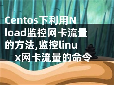 Centos下利用Nload監(jiān)控網(wǎng)卡流量的方法,監(jiān)控linux網(wǎng)卡流量的命令