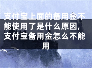 支付寶上面的備用金不能使用了是什么原因,支付寶備用金怎么不能用