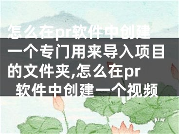 怎么在pr軟件中創(chuàng)建一個(gè)專門用來(lái)導(dǎo)入項(xiàng)目的文件夾,怎么在pr軟件中創(chuàng)建一個(gè)視頻