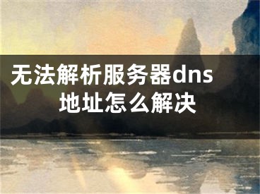 無(wú)法解析服務(wù)器dns地址怎么解決