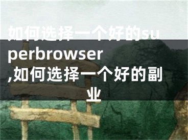 如何選擇一個好的superbrowser,如何選擇一個好的副業(yè)