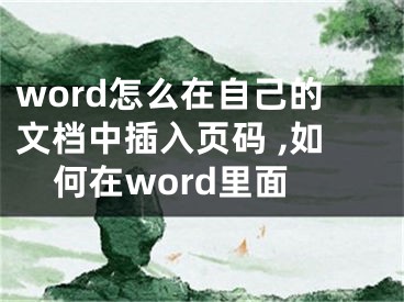 word怎么在自己的文檔中插入頁(yè)碼 ,如何在word里面