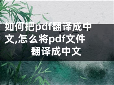 如何把pdf翻譯成中文,怎么將pdf文件翻譯成中文