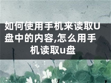 如何使用手機來讀取U盤中的內容,怎么用手機讀取u盤