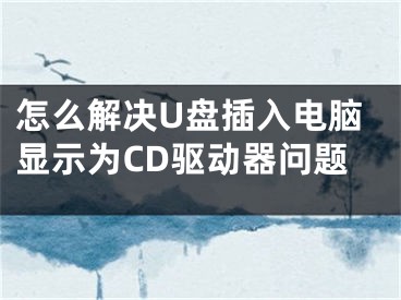 怎么解決U盤插入電腦顯示為CD驅(qū)動(dòng)器問(wèn)題