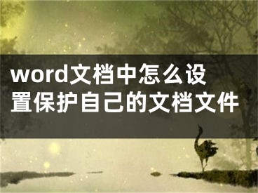 word文檔中怎么設(shè)置保護(hù)自己的文檔文件