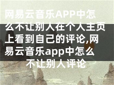 網(wǎng)易云音樂APP中怎么不讓別人在個(gè)人主頁上看到自己的評(píng)論,網(wǎng)易云音樂app中怎么不讓別人評(píng)論