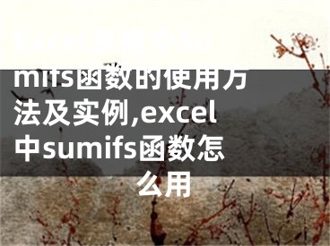 Excel表格中Sumifs函數(shù)的使用方法及實例,excel中sumifs函數(shù)怎么用