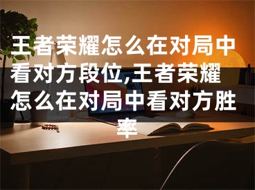 王者榮耀怎么在對局中看對方段位,王者榮耀怎么在對局中看對方勝率