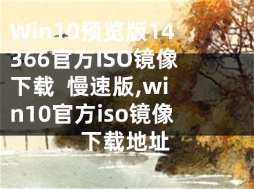 Win10預(yù)覽版14366官方ISO鏡像下載  慢速版,win10官方iso鏡像下載地址