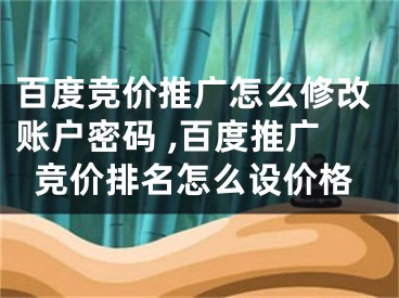 百度競價推廣怎么修改賬戶密碼 ,百度推廣競價排名怎么設價格