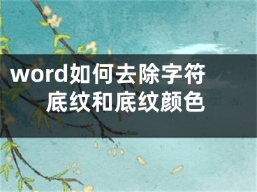 word如何去除字符底紋和底紋顏色