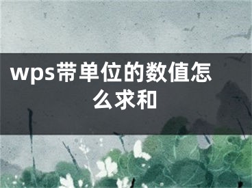 wps帶單位的數(shù)值怎么求和