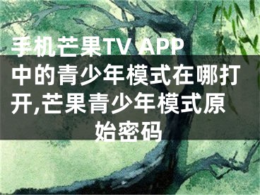 手機芒果TV APP中的青少年模式在哪打開,芒果青少年模式原始密碼