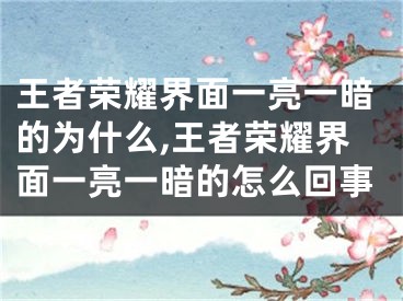 王者榮耀界面一亮一暗的為什么,王者榮耀界面一亮一暗的怎么回事