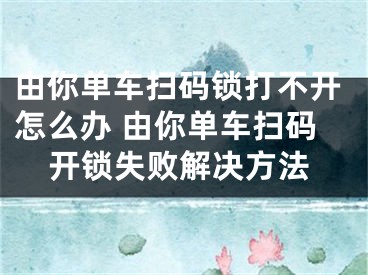 由你單車掃碼鎖打不開怎么辦 由你單車掃碼開鎖失敗解決方法