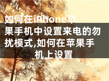 如何在iPhone蘋果手機(jī)中設(shè)置來電的勿擾模式,如何在蘋果手機(jī)上設(shè)置