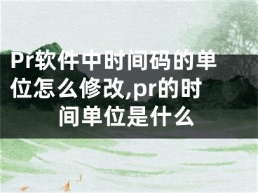 Pr軟件中時(shí)間碼的單位怎么修改,pr的時(shí)間單位是什么