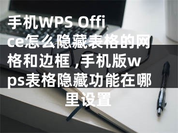 手機WPS Office怎么隱藏表格的網(wǎng)格和邊框 ,手機版wps表格隱藏功能在哪里設(shè)置