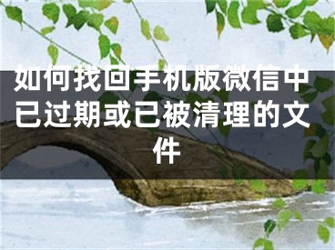 如何找回手機(jī)版微信中已過期或已被清理的文件